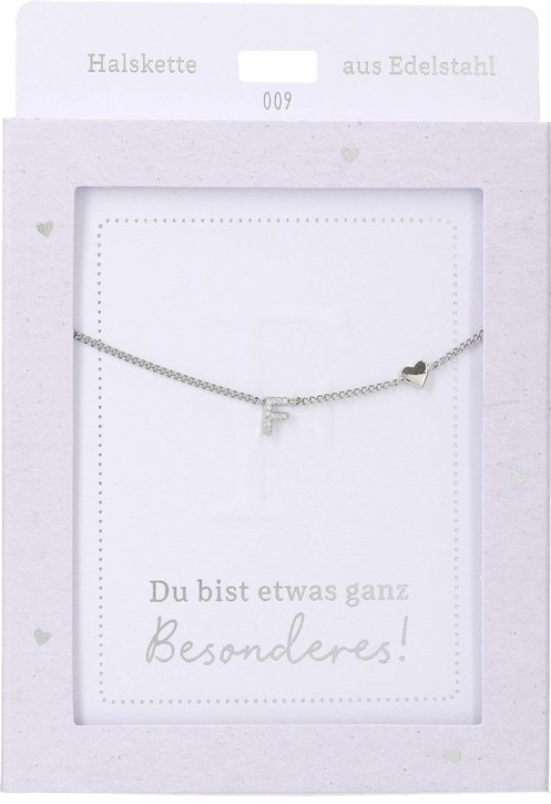 Depesche Damen Halskette mit Herz-Anhänger, Silberfarben o.Goldfarben,Edelstahl,42-47cm Verstellbar-Halskette Nr.9 - F silber