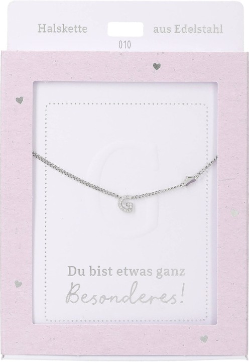 Depesche Damen Halskette mit Herz-Anhänger, Silberfarben o.Goldfarben,Edelstahl,42-47cm Verstellbar-Halskette Nr.10 - G silber