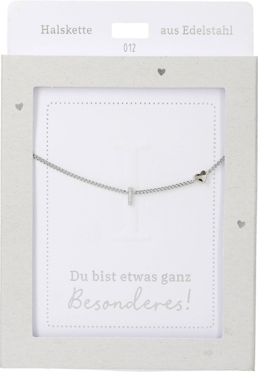 Depesche Damen Halskette mit Herz-Anhänger, Silberfarben o.Goldfarben,Edelstahl,42-47cm Verstellbar-Halskette Nr.12 - I silber