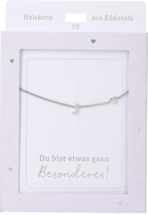 Depesche Damen Halskette mit Herz-Anhänger, Silberfarben o.Goldfarben,Edelstahl,42-47cm Verstellbar-Halskette Nr.13 - J silber