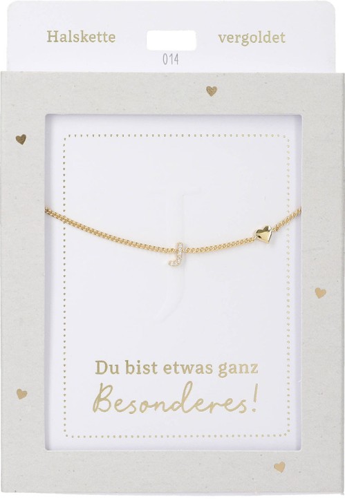 Depesche Damen Halskette mit Herz-Anhänger, Silberfarben o.Goldfarben,Edelstahl,42-47cm Verstellbar-Halskette Nr.14 - J gold