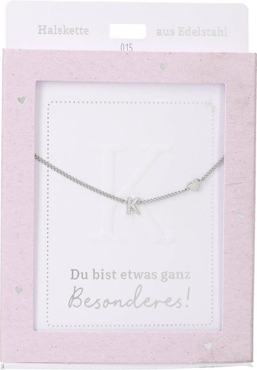 Depesche Damen Halskette mit Herz-Anhänger, Silberfarben o.Goldfarben,Edelstahl,42-47cm Verstellbar-Halskette Nr.15 - K silber