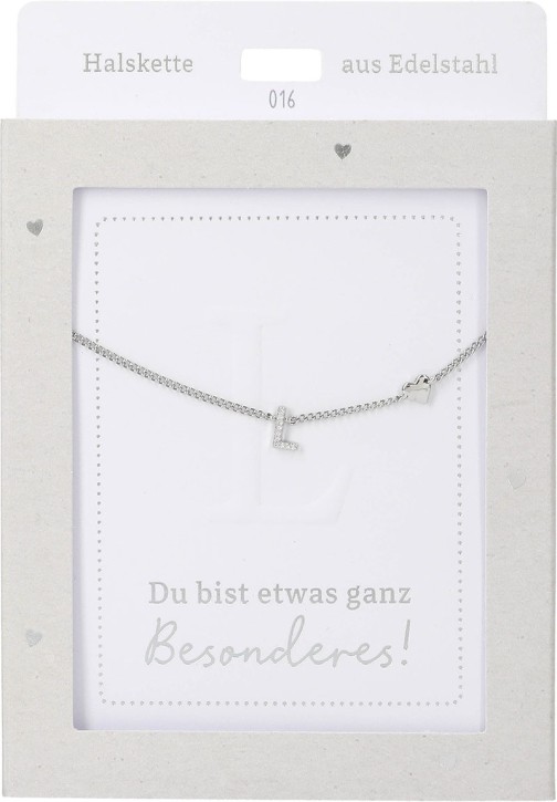 Depesche Damen Halskette mit Herz-Anhänger, Silberfarben o.Goldfarben,Edelstahl,42-47cm Verstellbar-Halskette Nr.16 - L silber