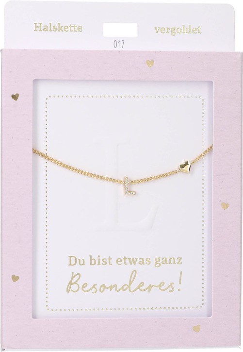 Depesche Damen Halskette mit Herz-Anhänger, Silberfarben o.Goldfarben,Edelstahl,42-47cm Verstellbar-Halskette Nr.17 - L gold