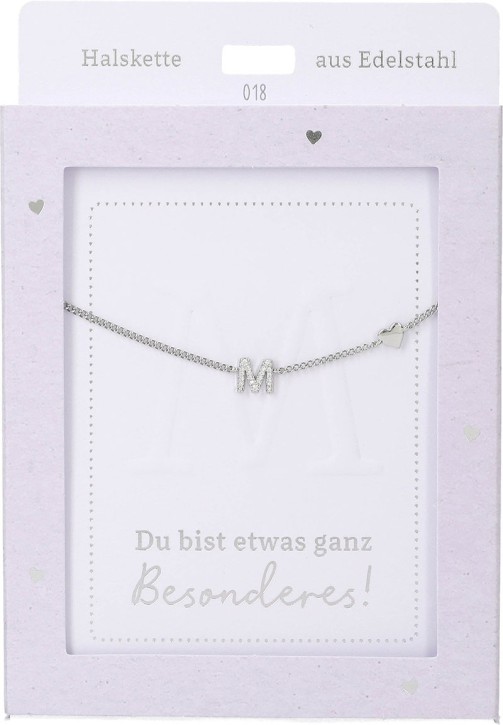 Depesche Damen Halskette mit Herz-Anhänger, Silberfarben o.Goldfarben,Edelstahl,42-47cm Verstellbar-Halskette Nr.18 - M silber