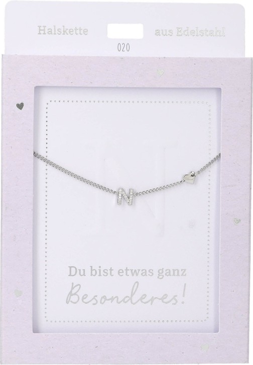 Depesche Damen Halskette mit Herz-Anhänger, Silberfarben o.Goldfarben,Edelstahl,42-47cm Verstellbar-Halskette Nr.20 - N silber