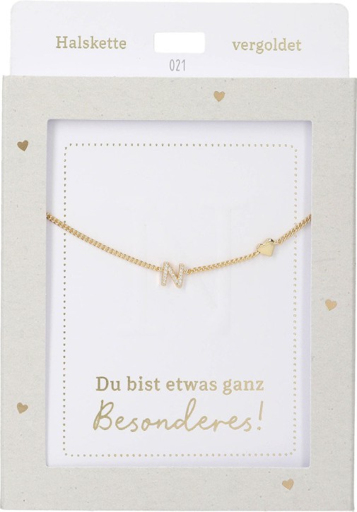 Depesche Damen Halskette mit Herz-Anhänger, Silberfarben o.Goldfarben,Edelstahl,42-47cm Verstellbar-Halskette Nr.21 - N gold