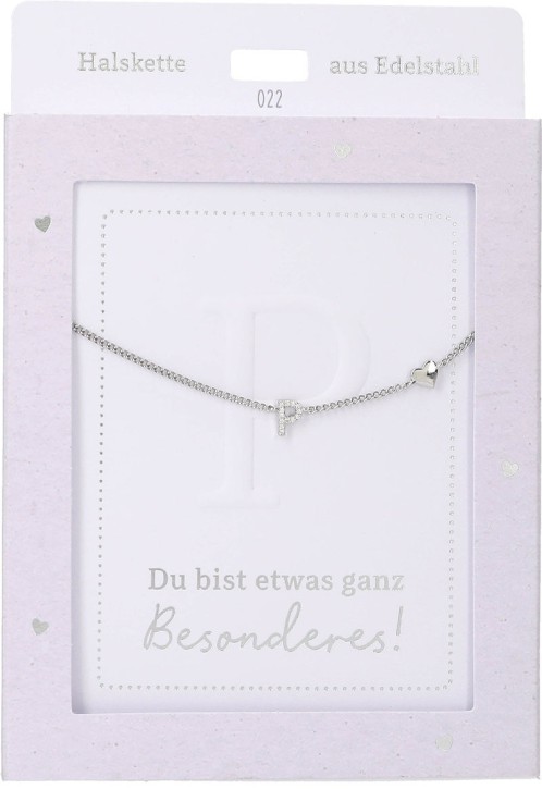 Depesche Damen Halskette mit Herz-Anhänger, Silberfarben o.Goldfarben,Edelstahl,42-47cm Verstellbar-Halskette Nr.22 - P silber