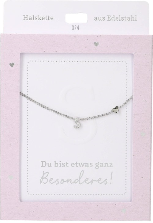Depesche Damen Halskette mit Herz-Anhänger, Silberfarben o.Goldfarben,Edelstahl,42-47cm Verstellbar-Halskette Nr.24 - S silber