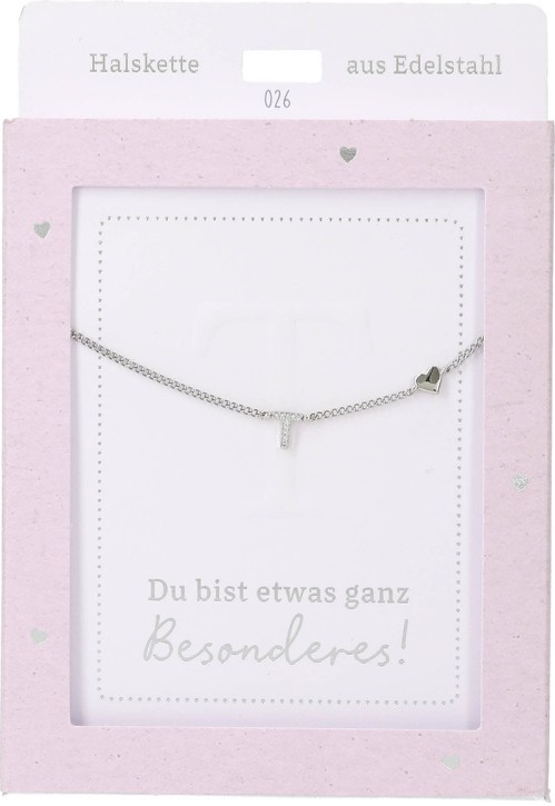 Depesche Damen Halskette mit Herz-Anhänger, Silberfarben o.Goldfarben,Edelstahl,42-47cm Verstellbar-Halskette Nr.26 - T silber