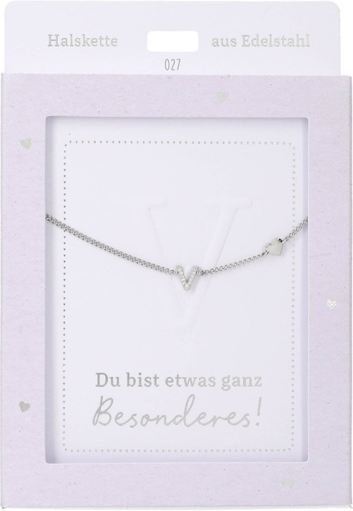 Depesche Damen Halskette mit Herz-Anhänger, Silberfarben o.Goldfarben,Edelstahl,42-47cm Verstellbar-Halskette Nr.27 - V silber