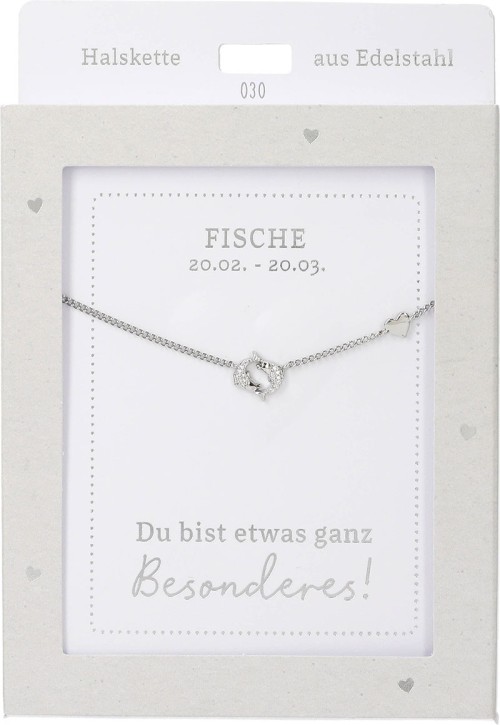 Depesche Damen Halskette mit Herz-Anhänger, Silberfarben o.Goldfarben,Edelstahl,42-47cm Verstellbar-Halskette Nr.30 - Fische