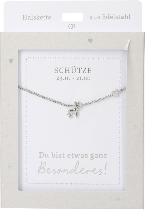 Depesche Damen Halskette mit Herz-Anhänger, Silberfarben o.Goldfarben,Edelstahl,42-47cm Verstellbar-Halskette Nr.39 - Schütze