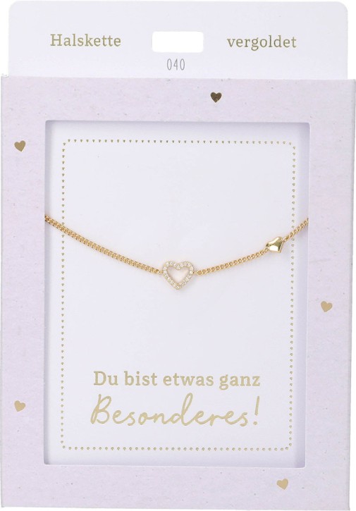 Depesche Damen Halskette mit Herz-Anhänger, Silberfarben o.Goldfarben,Edelstahl,42-47cm Verstellbar-Halskette Nr.40 - Herz gold