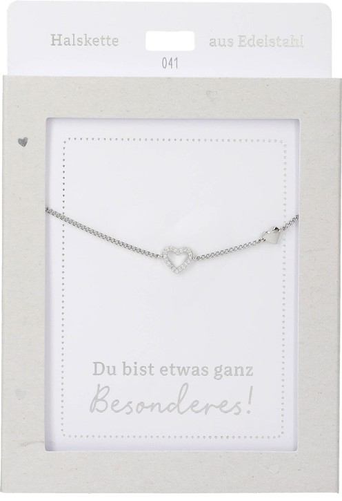 Depesche Damen Halskette mit Herz-Anhänger, Silberfarben o.Goldfarben,Edelstahl,42-47cm Verstellbar-Halskette Nr.41 - Herz silber