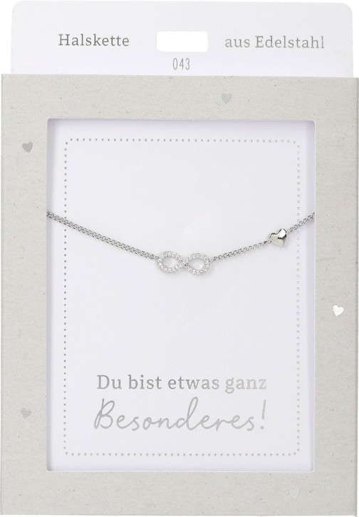 Depesche Damen Halskette mit Herz-Anhänger, Silberfarben o.Goldfarben,Edelstahl,42-47cm Verstellbar-Halskette Nr.43 -Unendlichkeit Silber 