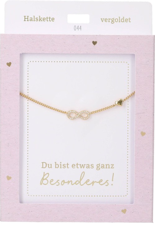 Depesche Damen Halskette mit Herz-Anhänger, Silberfarben o.Goldfarben,Edelstahl,42-47cm Verstellbar-Halskette Nr.44 - Unendlichkeit gold