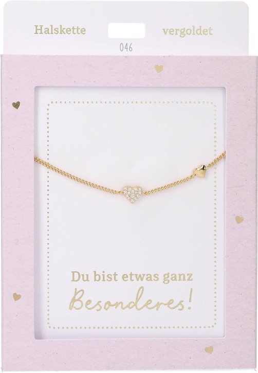 Depesche Damen Halskette mit Herz-Anhänger, Silberfarben o.Goldfarben,Edelstahl,42-47cm Verstellbar-Halskette Nr.46 -  Herz gold