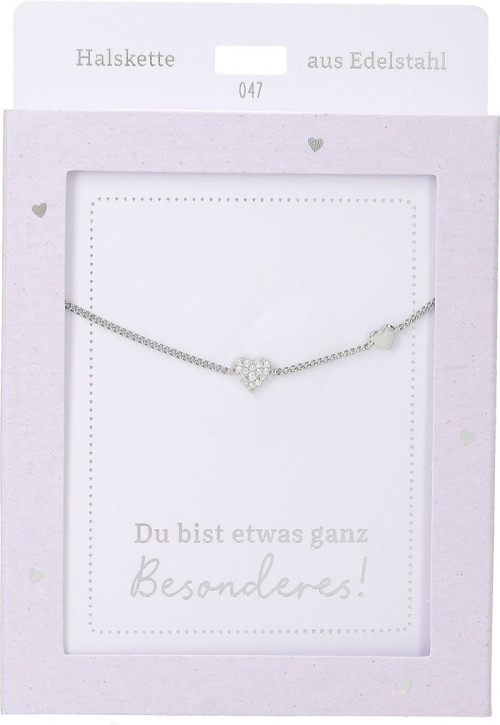 Depesche Damen Halskette mit Herz-Anhänger, Silberfarben o.Goldfarben,Edelstahl,42-47cm Verstellbar-Halskette Nr.47 - Herz silber