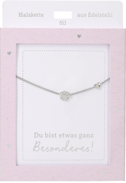 Depesche Damen Halskette mit Herz-Anhänger, Silberfarben o.Goldfarben,Edelstahl,42-47cm Verstellbar-Halskette Nr.53 - Pfote silber