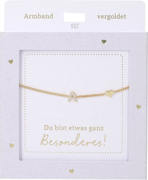  Damen Edelstahl Armband mit Herz-Anhänger, Silberfarbend oder Goldfarbend, 15-20cm Verstellbar-A Gold
