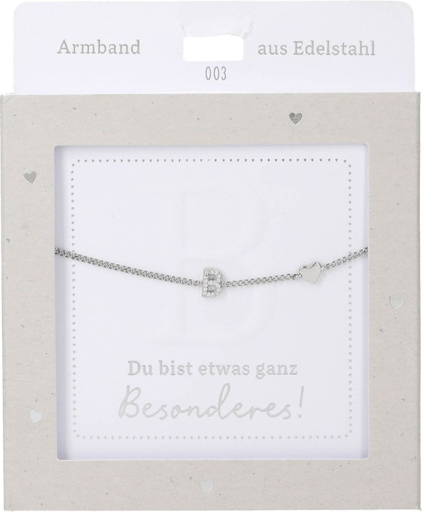  Damen Edelstahl Armband mit Herz-Anhänger, Silberfarbend oder Goldfarbend, 15-20cm Verstellbar-B Silber