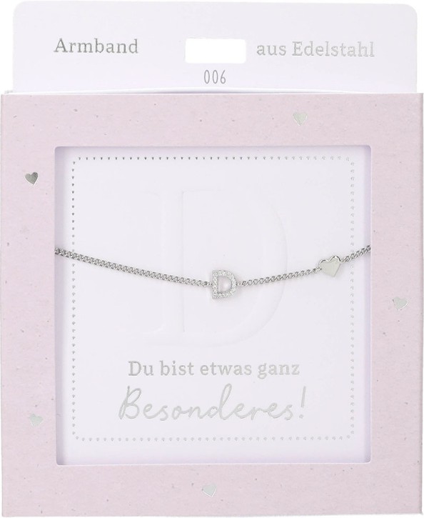  Damen Edelstahl Armband mit Herz-Anhänger, Silberfarbend oder Goldfarbend, 15-20cm Verstellbar-D Silber