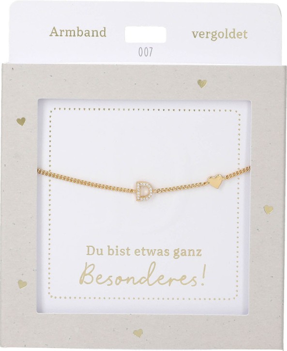  Damen Edelstahl Armband mit Herz-Anhänger, Silberfarbend oder Goldfarbend, 15-20cm Verstellbar-D Gold