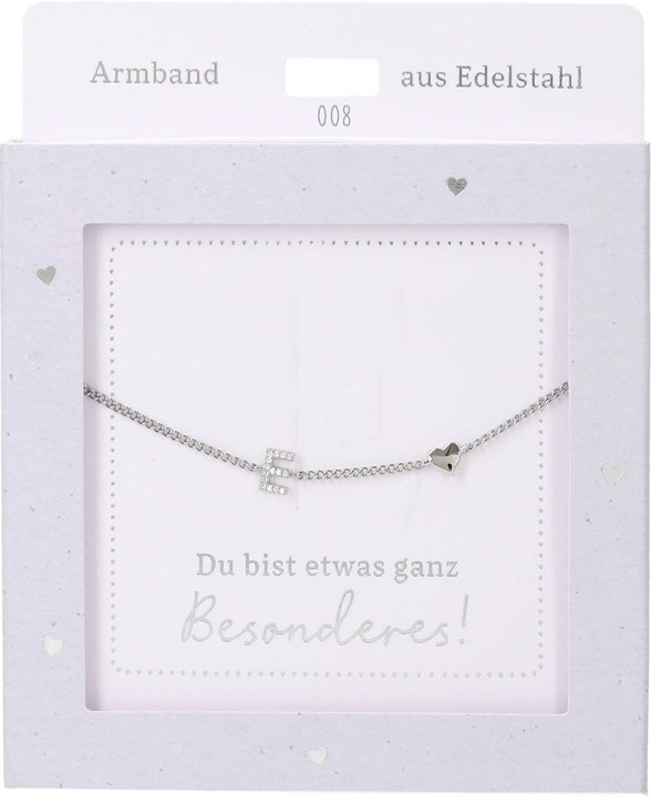  Damen Edelstahl Armband mit Herz-Anhänger, Silberfarbend oder Goldfarbend, 15-20cm Verstellbar-E Silber