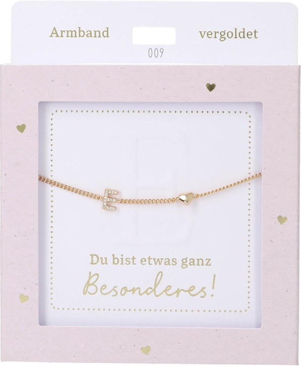  Damen Edelstahl Armband mit Herz-Anhänger, Silberfarbend oder Goldfarbend, 15-20cm Verstellbar-E Gold