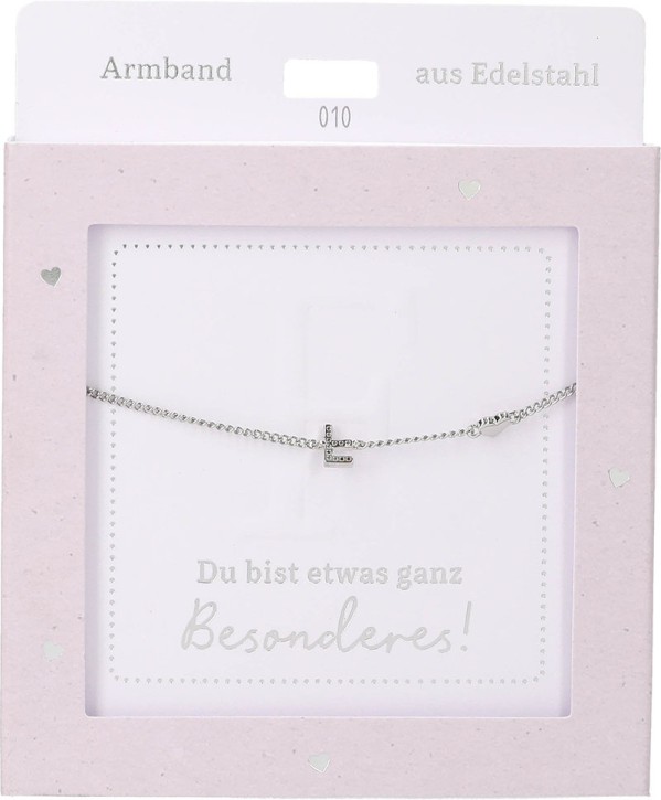  Damen Edelstahl Armband mit Herz-Anhänger, Silberfarbend oder Goldfarbend, 15-20cm Verstellbar-F Silber