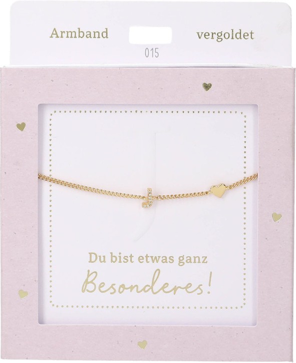  Damen Edelstahl Armband mit Herz-Anhänger, Silberfarbend oder Goldfarbend, 15-20cm Verstellbar-J Gold