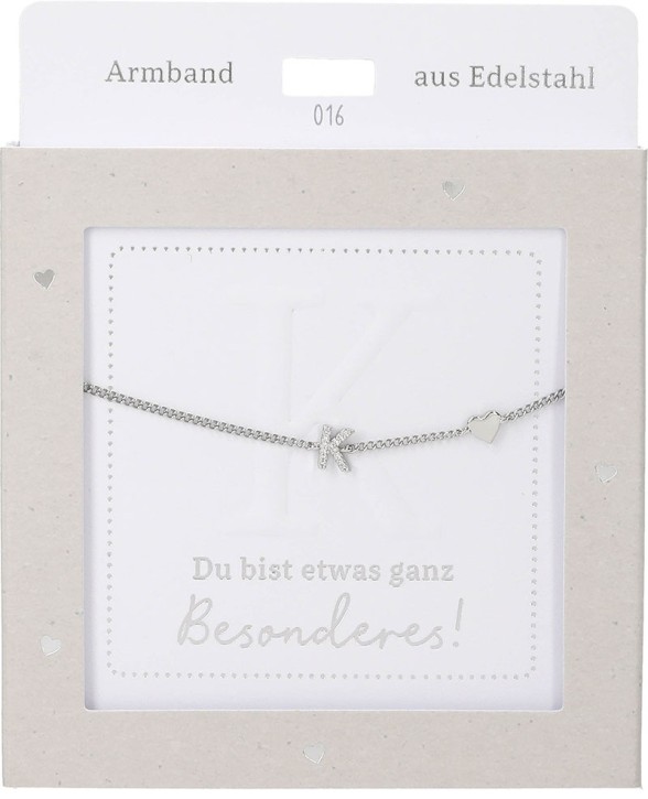  Damen Edelstahl Armband mit Herz-Anhänger, Silberfarbend oder Goldfarbend, 15-20cm Verstellbar-K Silber