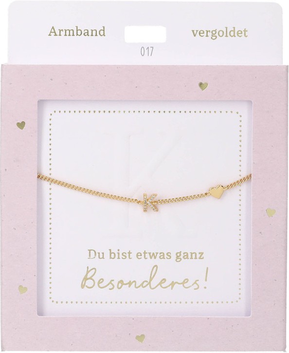  Damen Edelstahl Armband mit Herz-Anhänger, Silberfarbend oder Goldfarbend, 15-20cm Verstellbar-K Gold