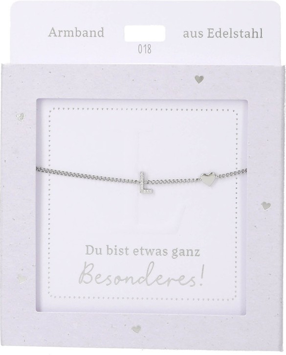  Damen Edelstahl Armband mit Herz-Anhänger, Silberfarbend oder Goldfarbend, 15-20cm Verstellbar-L Silber