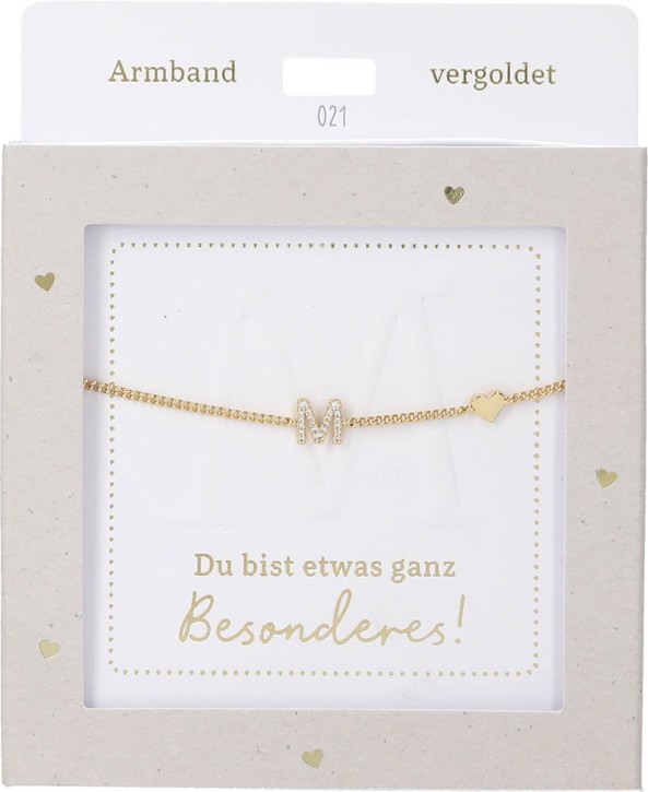  Damen Edelstahl Armband mit Herz-Anhänger, Silberfarbend oder Goldfarbend, 15-20cm Verstellbar-M Gold