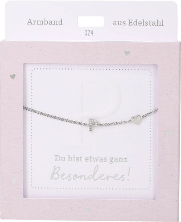  Damen Edelstahl Armband mit Herz-Anhänger, Silberfarbend oder Goldfarbend, 15-20cm Verstellbar-P Silber