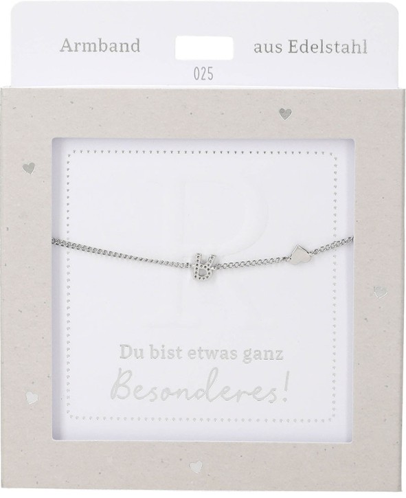  Damen Edelstahl Armband mit Herz-Anhänger, Silberfarbend oder Goldfarbend, 15-20cm Verstellbar-R Silber