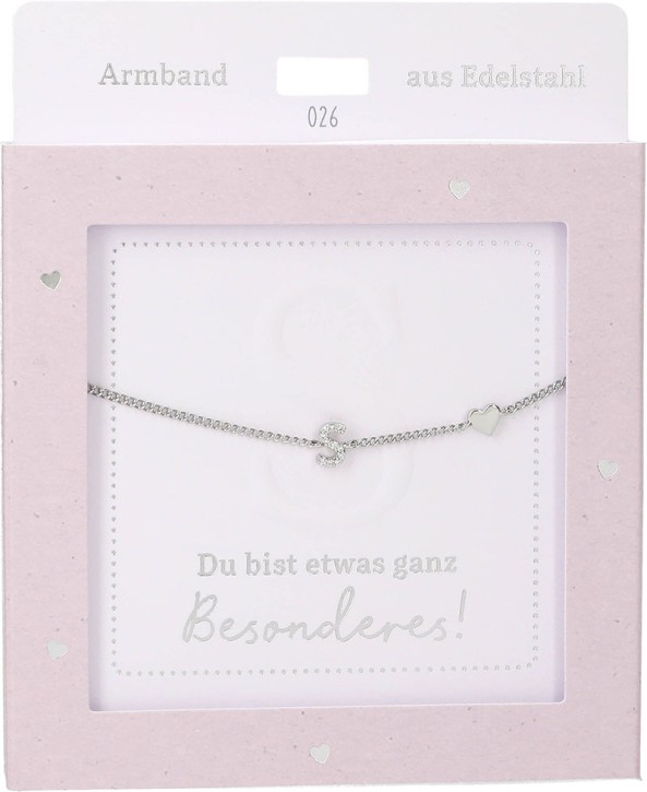  Damen Edelstahl Armband mit Herz-Anhänger, Silberfarbend oder Goldfarbend, 15-20cm Verstellbar-S Silber