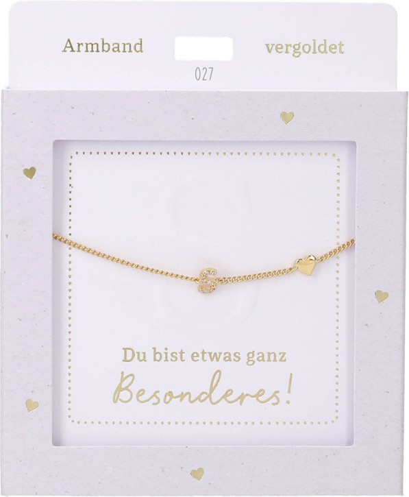  Damen Edelstahl Armband mit Herz-Anhänger, Silberfarbend oder Goldfarbend, 15-20cm Verstellbar-S Gold