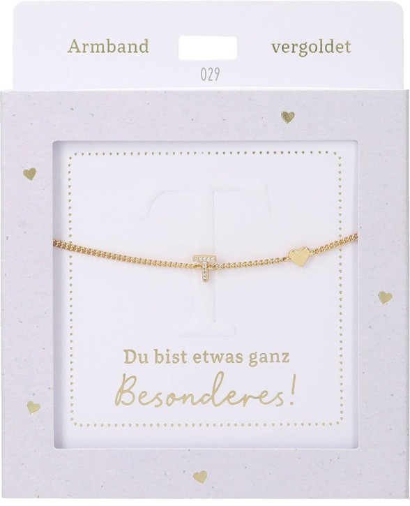  Damen Edelstahl Armband mit Herz-Anhänger, Silberfarbend oder Goldfarbend, 15-20cm Verstellbar-T Gold