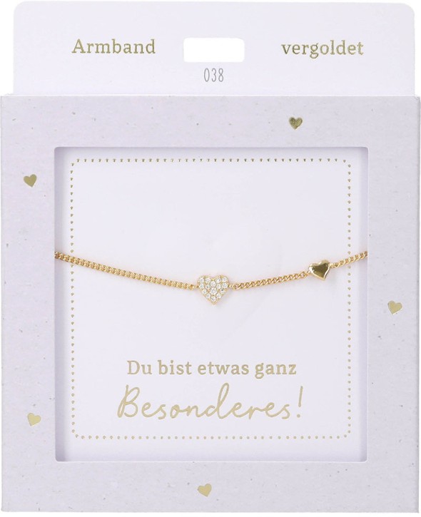  Damen Edelstahl Armband mit Herz-Anhänger, Silberfarbend oder Goldfarbend, 15-20cm Verstellbar-Herz Gold