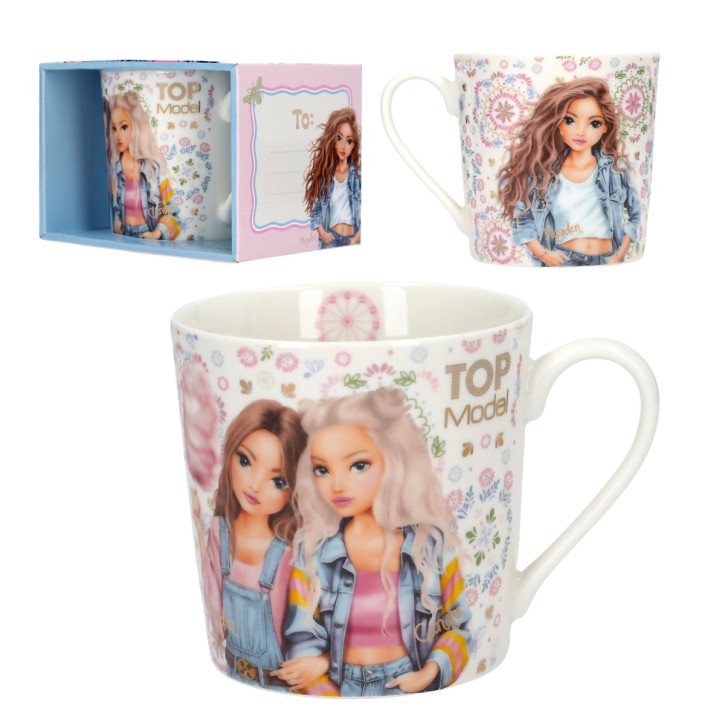 TOPModel Festival Fun - Tasse in Weiß, mit Model Motiven, Mandala Muster 