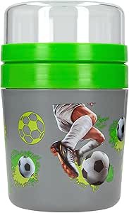 Action World Fußball - to-Go Müslibecher in Grün und Grau, mit Fußball