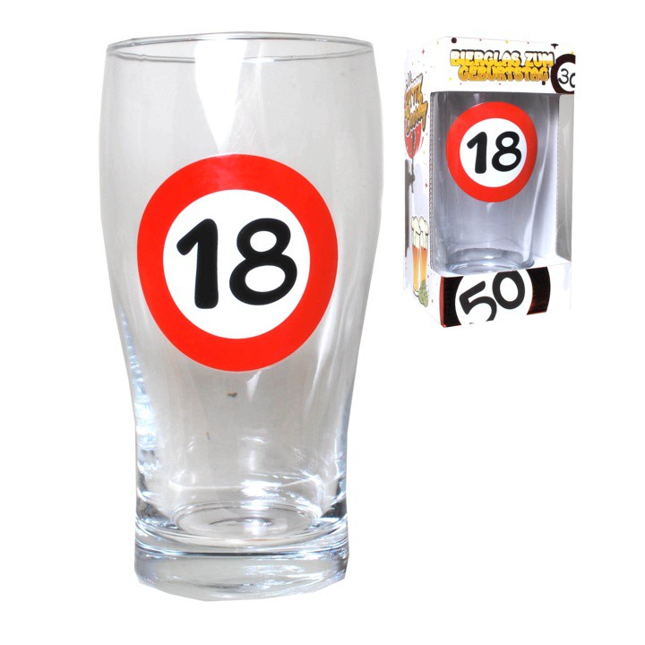 1Stueck Bierglas 18 zum 18. Geburtstag