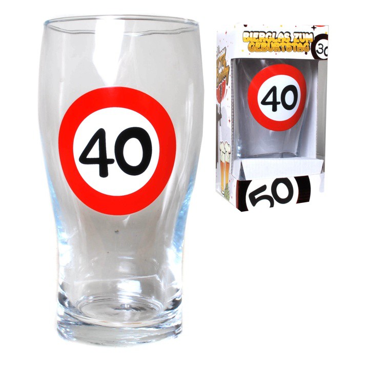 1Stueck Bierglas 40 zum 40. Geburtstag