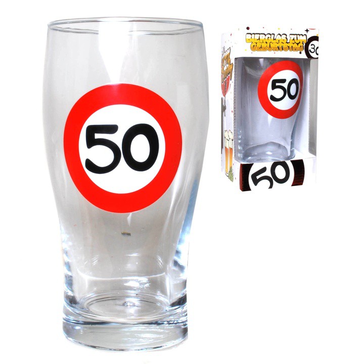 1Stueck Bierglas 50 zum 50. Geburtstag