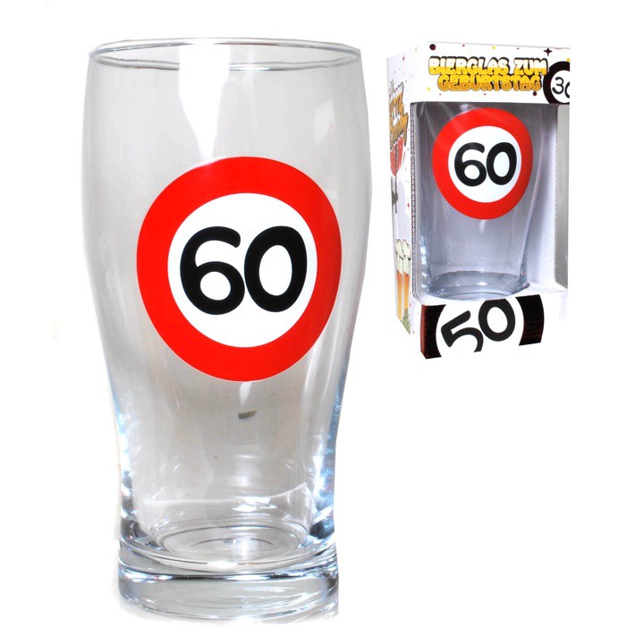 1Stueck Bierglas 60 zum 60. Geburtstag