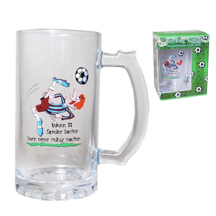 1 Stück Bierglas Bierkrug im Geschenkkarton zum Hobby Fußball- Geschenke für Fussballer15x8cm