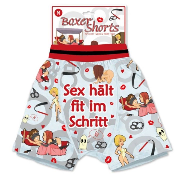 Lustige Boxer-Shorts "Fit im Schritt", Einheitsgröße, Scherz Geschenke für Herren 